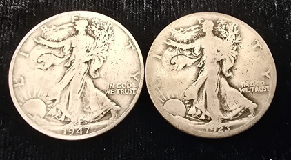 (2) Walking Liberty Half Dollar Coins- 90% Silver