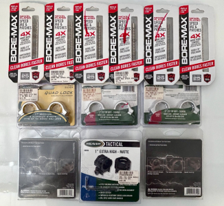 Firearm Accessories: Boremax Nickel Plated Speed Jag And Patches, Weaver Quad Lock Rings, And Top Mount Rings