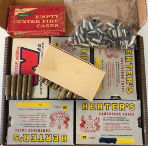 Empty Brass Casings: (7) Boxes Of Herters 243 Brass Cartridges, (2) Boxes of Winchester 303 British Brass Cartridges, (1) Box of Remington 243 Brass Cartridges and More