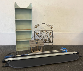 Subaru Retractable Cargo Area Cover, Ski Poles, Wooden Shelf, Magazine Basket & Bird Feeder