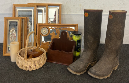 La Crosse Muck Boots, Framed Mirrors With Glass Art, Other Decor & More