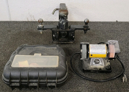 Chicago Electric Power Tools 3" Multipurpose Bench Grinder, Black & Decker Mouse Sander, And A 3-point Trailer Hitch