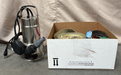 Dirty Water Pump w/ Float Switch & Box of Various Parts & Tools