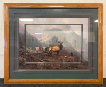 Large Framed Elk Painting