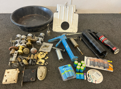 Tools Including Trolling Plate, Vintage Doorknobs / Locks, Grease Gun & More