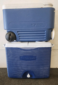 Rubbermaid Cooler And An Igloo Cooler