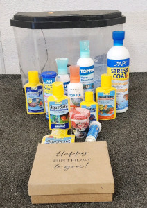 Fish Tank With Accessories And A 50th Birthday Gift.