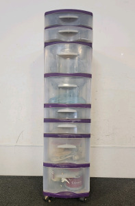 8 Tier Storage Drawers With Tumbling Grit And More.