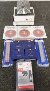 Delta Ashlyn Monitor 14" Shower Head, (3) Sencore Diamond 4.5" Saw Blades, (4) Estee Lauder Double Wear Powder Makeup, And More.