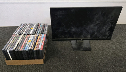 24" HP Monitor, (38) Various Movies