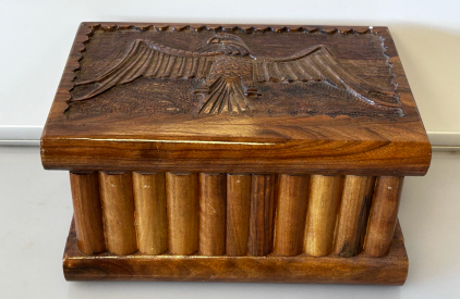 Wood Box With Watches, Flashlights, Glasses, Multitool and More