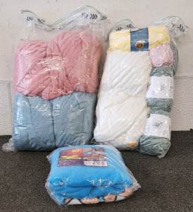 (2) Bags With Skeins Of Chunky Yarn, And A Wonder Woman Sleeved Throw Blanket