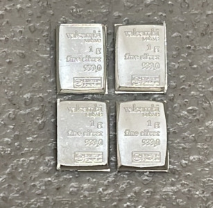 (4) 1 Gram 999.0 Fine Silver Bars