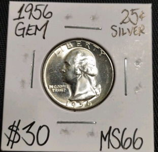 1956 MS66 Gem Silver Washington Quarter