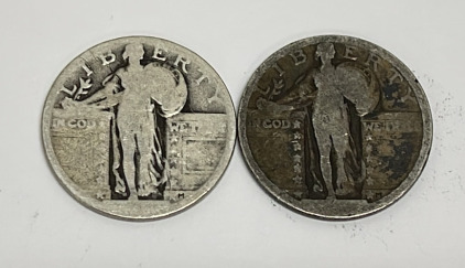 (2) Silver Standing Liberty Quarters (Unknown Dates)