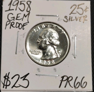1958 PR66 Gem Proof Silver Washington Quarter