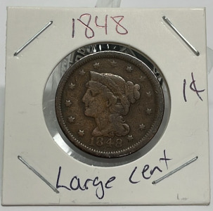 1848 Large Cent Coin (Carded)