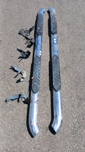 (2) Chrome Running Boards w/ Mounting Brackets - For RAM Truck