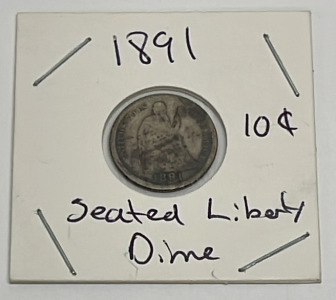 1891 Seated Liberty Dime (Carded)