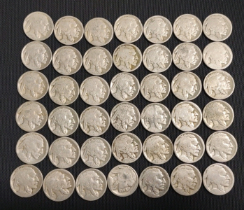 (42) Assorted Buffalo Nickels-Faded Dates