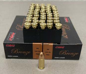 (100) Rounds PMC 9mm Luger Bronze 124 Grain FMJ Ammunition Cartridges