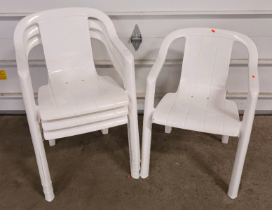 (4) White Stackable Plastic Patio Chairs