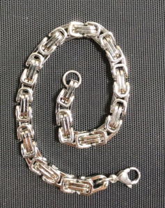 8" Byzantine Silver Toned Chain Bracelet