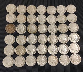 (42) Assorted Buffalo Nickels-Faded Dates