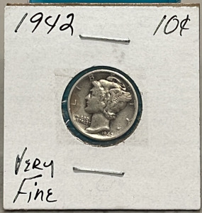 1942 Mercury Dime (Very Fine Details)(Carded)