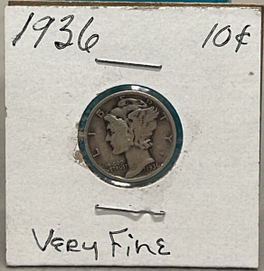 1936 Mercury Dime (Very Fine Details)(Carded)