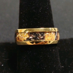 Men's Nordic Gold Toned Black & Gold Designed Wedding Band