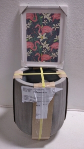(1) Olema Grey 16" Planter Round Pot & (1) 13"x 17" Flamingo Framed Picture