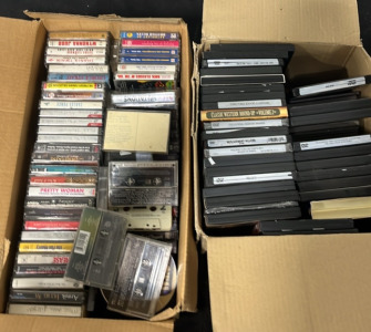 (2) Boxes of DVD&rsquo;s & Cassettes