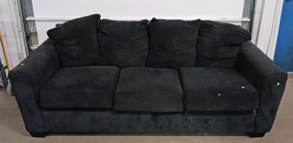 (1) Black Upholstered Sofa - w/ (4) Matching Pillows