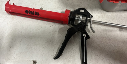 (1) GREAT NECK CAULKING GUN (2) RAID CAN (3) BELKIN PRO SERIES SWITCH BOX CABLE