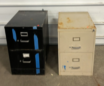 (2) 2-Drawer Filing Cabinets-(1) Tan & (1) Black