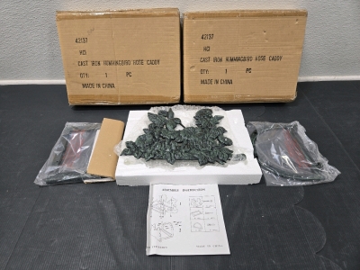 (2) Cast Iron Hummingbird Hose Caddy 11" (Wall Mounted) New In Original Packaging
