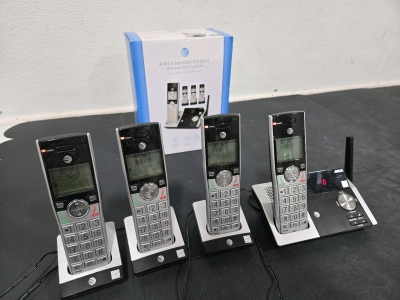 Set of 4 AT&T Cordless Handset Phones w/ Caller ID/Call Waiting & Digital Answering System Model: CL82415