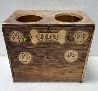 (1) Two Bowl Pet Feeder For Large Animal- 26&rdquo; W x 24&rdquo; H x 14 1/2&rdquo; D