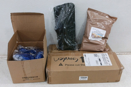 (5) Items - (1) 1225lb Fishing Magnet Kit w/ Rope (1) Camping Chair (1) 24-Pack Jalape&ntilde;o Cheddar Cheese MRE Spread (1) Hanging Camp Shower Kit (1) Shoe Rack Organizer