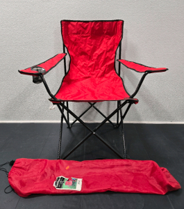 Red Outdoor Folding Chair w/ Drink Holder & Carry Bag