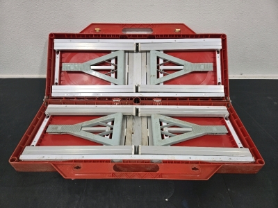 Portable Folding "Suitcase" Table / Folded: 34"L x 13"W x 4&frac12;"D / Unfolded: 54⅓"L x 34"W x 26&frac34;"H