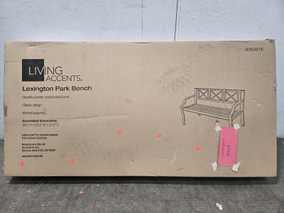 Living Accents Lexington Park Bench *New In Box* Minimal Assembly