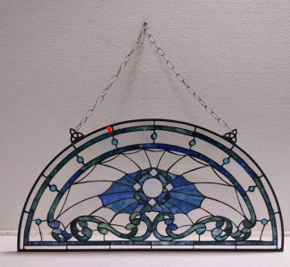 35&frac34;"x 18&frac14;" "Design Toscano Lady Astor Demi-Lune Stained Glass Window Panel"