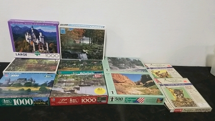 (6) 1000 Piece Puzzles, (2) 500 Piece Puzzles, (2) Acrylic Paint by Number Sets