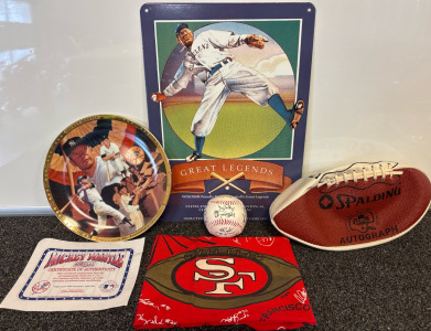 Mickey Mantle &ldquo;Triple Crown 40th Anniversary Collecters Plate, Signed Baseball, Great Legends Wall Decor, And More