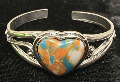 Oyster Copper Turquoise Heart Cuff Bracelet