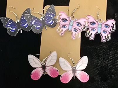 (3) Functioning Butterfly Design Earrings