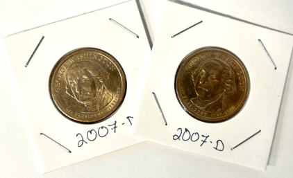 (2) 2007-D George Washington Dollar Coins