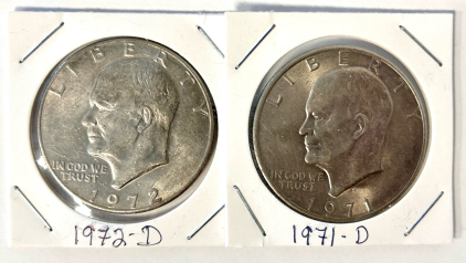 1971-D And 1972-D Eisenhower Dollar Coins